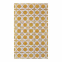 Feizy Granada 4' x 6' Flat Dhurrie Geo Lattice Cotton Area Rug in Saffron Yellow