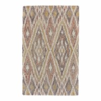 Feizy Arazad 5' x 8' Tufted Large Ikat Graphic Wool Area Rug in Pink/Gold