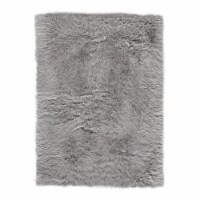 Feizy Beringer 2'3  x 3'6  Plush Faux Fur Fabric Area Rug in Wolf Gray