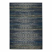 Feizy Brixton 6'7  x 9'6  Print Modern Area Rug in Midnight Teal Blue