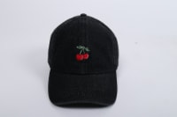Denim Dark Blue Baseball Hat With Cherries Perspective: Main