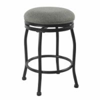 Metal Counter Stool with Swivelling Fabric Padded Seat, Gray and Black- Saltoro Sherpi