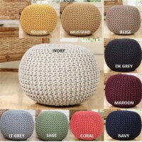 Aanny Designs JJS01158 Lychee Cotton Knit Pouf Ottoman, Sage Green