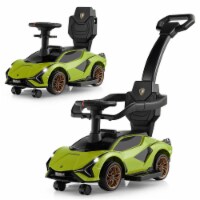 3-in-1 Licensed Lamborghini Ride on Push Car Walking Toy Stroller with USB Port Green