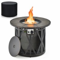 Gymax 32 Patio Round Fire Pit Table 30,000 BTU Propane Gas w/ Fire Glasses