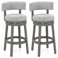 Set of 2 Upholstered Swivel Bar Stools Wooden Bar Height Kitchen Chairs Grey