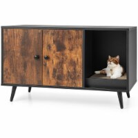 Cat Litter Box Enclosure w/ Cat Litter Catch Indoor Cat Cabinet for Living Room