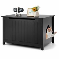 Wooden Cat Litter Box Enclosure W/ Top Opening Side Table Furniture Black