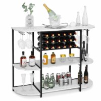 Gymax Wine Rack Table Coffee Bar Cabinet Freestanding Liquor Stand Glass Holder White