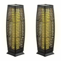 2-Piece Outdoor Solar-Powered Floor Lamps IP65 Waterproof w/ Auto On/Off Light Black