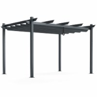 10 x 13ft Outdoor Aluminum Retractable Pergola Canopy Shelter Grape Trellis Gray