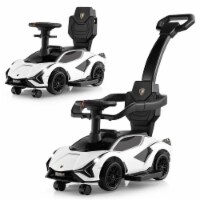 3-in-1 Licensed Lamborghini Ride on Push Car Walking Toy Stroller with USB Port White