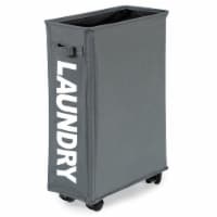 21'' Slim Laundry Basket Hamper 10 Gallon Collapsible Waterproof Organizer Wheels Grey
