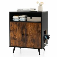 Cat Litter Box Enclosure Hidden Cat Washroom Cabinet with Entry Open Compartment