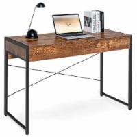 Costway Computer Desk Writing Study Table with Storage Shelves Home Office  Rustic Brown, 48X25X44(LXWXH) - Kroger