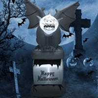 Costway 8.2 FT Halloween Inflatable Gravestone w/ Gargoyle Yard Decoration w/LED Lights