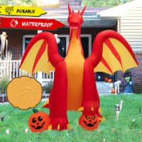 Costway 10 FT Inflatable Giant Animated Fire Dragon Outdoor Halloween Decor w/Lights