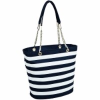 Picnic at Ascot Patterned Fashion Cooler Tote Blue Stripe