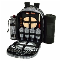 Picnic at Ascot Picnic Backpack with Service for 4 & Blanket (081X) Houndstooth
