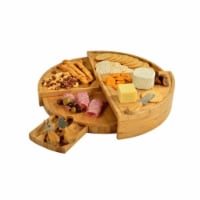 Picnic at Ascot CB40 Vienna Transforming Bamboo Cheese Board Set with 3 Tools, Natural