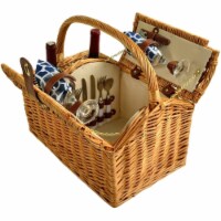 Picnic at Ascot Vineyard Willow Picnic Basket with service for 2 Trellis Blue