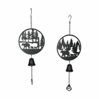 Set of 2 Metal Black Bear Family In The Woods Wind Chime Bell Home Garden Decor