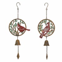 Set of 2 Metal Cardinal Wind Chimes Home Decor Bell Garden Bird Decorations Art