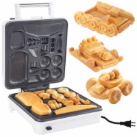 Auto Body Shop Waffle Maker- Nonstick Iron w 4 Removable Dishwasher Safe Plates