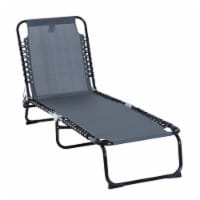 Foldable Beach Chaise Lounge 4 Adjustable Positions Sleeping Bed, Grey
