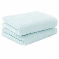 PiccoCasa 100% Ribbed Cotton 2 Pcs Absorbent Drying Face Towels Perspective: Main