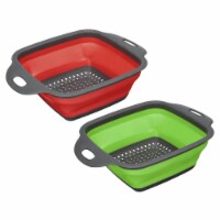 CASA -J Collapsible Colander Set of 2 Small Silicone Square Strainer Perspective: Main