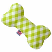 Mirage Pet 1155-SFTYBN8 Lime Green Plaid 8 in. Stuffing Free Bone Dog Toy