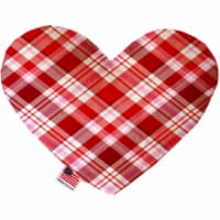 Mirage Pet 1361-SFTYHT6 Valentines Day Plaid Stuffing Free 6 in. Heart Dog Toy