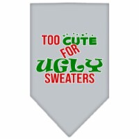 Mirage Pet Products 66-471 SMGY Too Cute for Ugly Sweaters Screen Print Bandana, Grey - Small