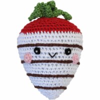 Mirage Pet 500-111 WCS Knit Knacks Strawberry Organic Cotton Small Dog Toy, White Chocolate