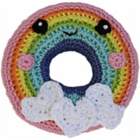 Mirage Pet 500-111 RBD Knit Knacks Organic Cotton Small Dog Toy, Rainbow Donut
