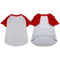 Raglan Baseball Pet Shirt White with Red Size XL