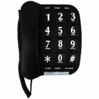 Big Button Phone for Wall or Desk with Speaker and Memory (Black)
