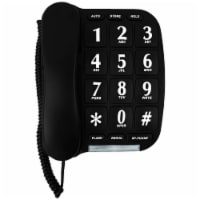 Big Button Phone for Wall or Desk with Speaker and Memory (Black)