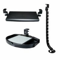 Desk Add-On Bundle with Keyboard Tray, Desk Organizer, and Cable Routing Column