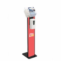 Premium Locking Sanitizing Station Stand with Graphic Card Slot (Black)