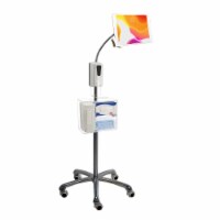 Gooseneck Floor Stand for 7-13  Tablets with Sanitizing Station & Automatic Soap Dispenser