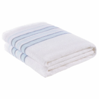 Agora of Smyrna - Premium Turkish Bath Towel Cotton & Bamboo Blend, White & Blue - Single Perspective: Main