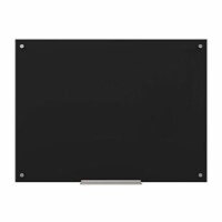 Glass Dry Erase Board&#44; 47 x 35 Inches&#44; Black Surface&#44; Frameless