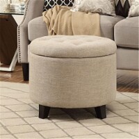 Round Ottoman - Tan