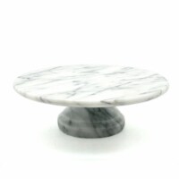 White Marble 10 in. x 10 in. Cake Plate on Pedestal