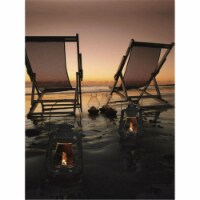 LED Lighted Sunset Beach Relaxation with Lanterns Canvas Wall Art, 15.75 x 11.75 in.