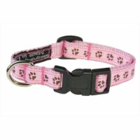 PUPPY PAWS-LT. PINK-CHOC.1-C Puppy Paws Dog Collar, Pink & Brown - Extra Small