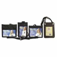 ID Neck Pouch- Vertical- Adjustable 20in. Cord- 3-.50in.x2-.25in.- BK