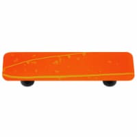 Mardi Gras Yellow with Orange Rectangle Glass Cabinet Pull - Black Post